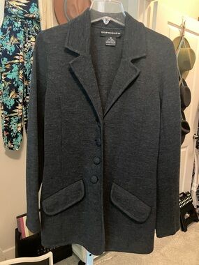 Andrea Jovine Charcoal Knit Blazer Jacket